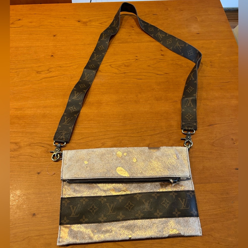 Repurposed authentic LV keep it gypsy bag. Crossbody or clutch.